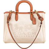 Coach Beige Canvas Embroidered Horse Carriage Reese Tote 28 Handbag