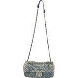 Chanel Denim Camellia Single Flap Crossbody Bag