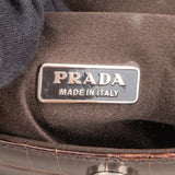 Prada Brown Exotic Croc Leather Top Handle Mini Handbag