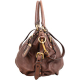 Prada Brown Calfskin Leather Hobo Shoulder Bag
