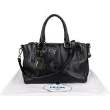 Prada Black Vitello Leather Top Handle Handbag