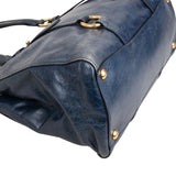 Miu Miu Blue Vitello Lux Tote Handbag