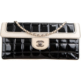 Chanel Quilted Patent Leather Chocolate Bar Single Flap Shoulder Bag