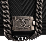 Chanel Chevron Quilted Lambskin Medium Boy Single Flap Crossbody Bag