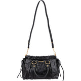 Miu Miu Vitello Lux Leather Gathered Tote Handbag
