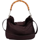 Gucci Leather Nylon Bamboo Top Handle Hobo Shoulder Bag