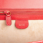 Gucci Red Grained Leather Bamboo Briefcase Crossbody Bag - vintageandkickz