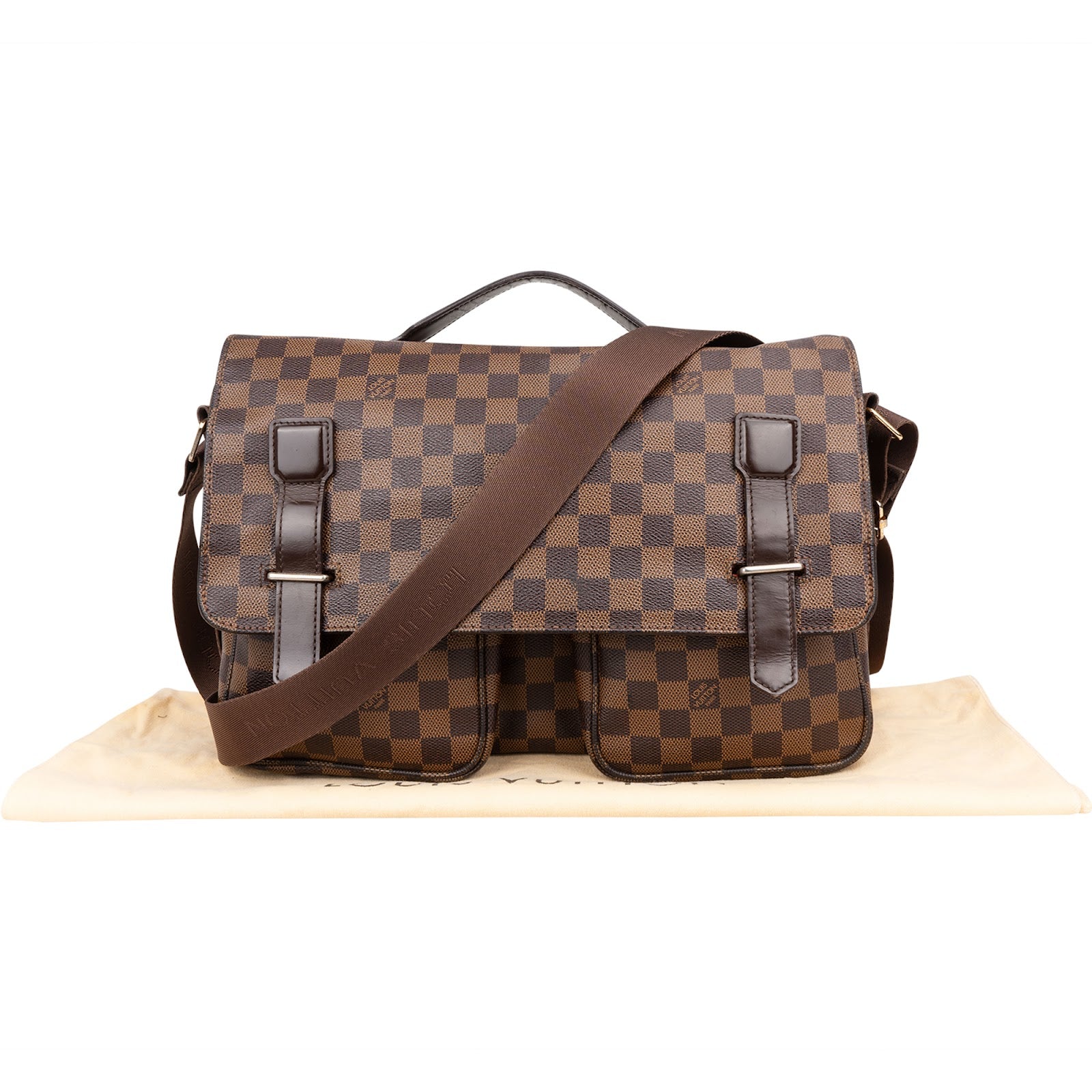 [🔄️B07 / F12] Louis Vuitton Monogram Damier Ebene Canvas Broadway Crossbody Bag - vintageandkickz