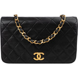 Chanel Quilted Lambskin Mini 24K Gold Single Flap Shoulder Bag