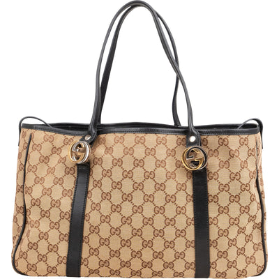 Gucci Monogram GG Canvas Twins Tote Shoulder Bag