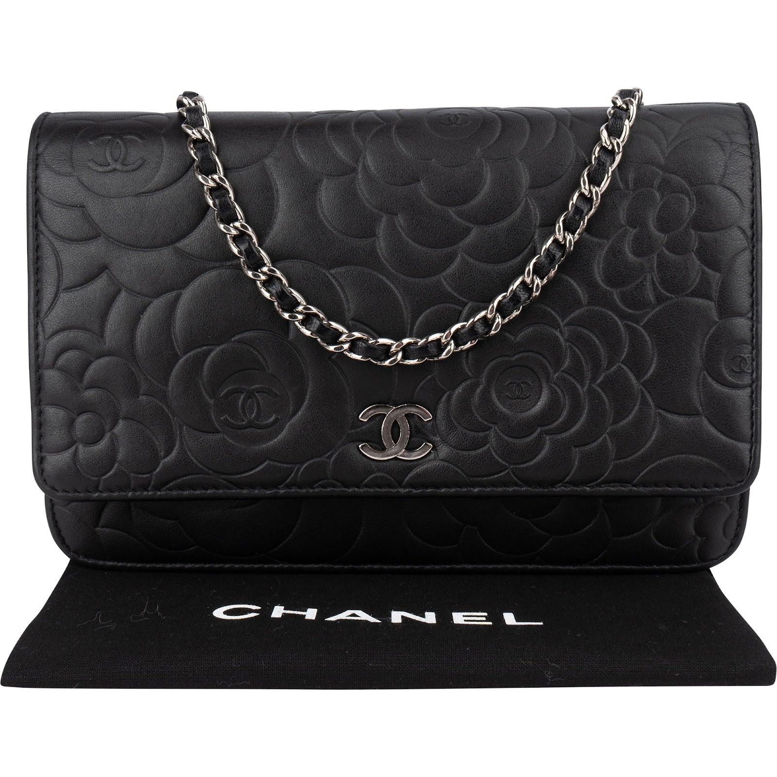 [🔄️B06 / F04] Chanel Embossed Calfskin Camellia On Chain Wallet - vintageandkickz