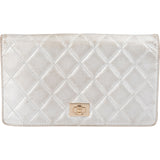 Chanel Silver Metallic Quilted Lambskin 2.55 Reissue Flap Wallet