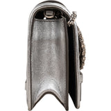 Miu Miu Metallic Silver Matelassé Nappa Leather Crystal Small Crossbody Bag