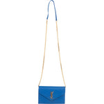 Saint Laurent Chevron Grain de Poudre Wallet On Chain Crossbody Bag - vintageandkickz