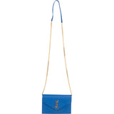 Saint Laurent Chevron Grain de Poudre Wallet On Chain Crossbody Bag - vintageandkickz