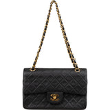 Chanel Quilted Lambskin 24K Gold Small Double Flap Shoulder Bag