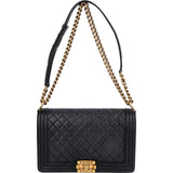 Chanel Quilted Caviar Leather Boy Single Flap Crossbody Bag