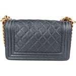 Chanel Metallic Quilted Leather Boy Single Flap Crossbody Bag - vintageandkickz