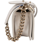 Chanel Sequin Embellishment Chevron Calf Leather Boy Single Flap Crossbody Bag
