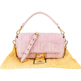 Fendi Monogram FF Embossed Suede Baguette Crossbody Handbag