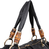 Gucci Black Leather Indy Bamboo Shoulder Bag