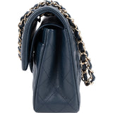 Chanel Quilted Caviar Leather Champagnee Gold Small Double Flap Shoulder Bag