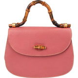 Gucci Pink Grained Leather Bamboo Top Handle Handbag