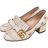 Gucci Leather Marmont Fringed GG Bumblebee Mid-Heel Loafers Shoes (36,5)