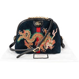 Gucci Suede Ophidia GG Embroidered Dragon Crossbody Bag