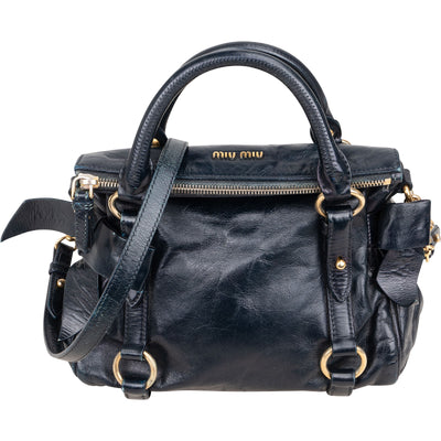 Miu Miu Vitello Lux Bow Handbag