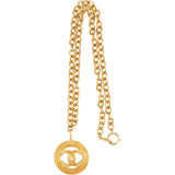 Chanel Gold Tone Vintage CC Rope Medallion Necklace
