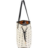 MCM Monogram Visetos Black and White Studded Liz Shopper Shoulder Bag