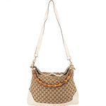 Gucci Monogram GG Canvas Bamboo Hobo Shoulder Bag - vintageandkickz