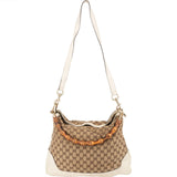 Gucci Monogram GG Canvas Bamboo Hobo Shoulder Bag - vintageandkickz