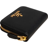 Prada Saffiano Leather Small Zip Around Coin Purse Wallet