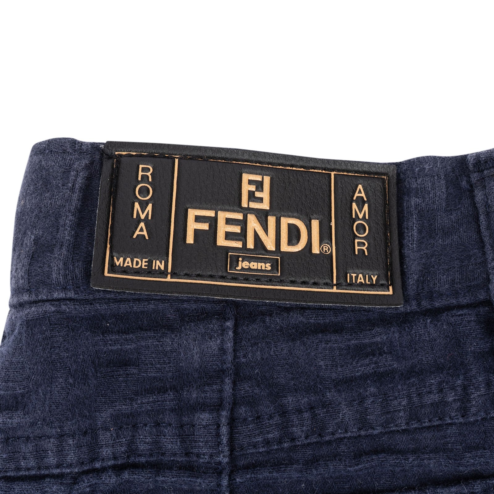 [🔄️B33 / F72] Fendi Navy Leather Jeans Trousers - vintageandkickz