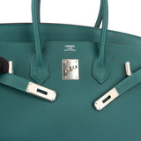 Hermès Malachite Togo Leather Palladium Birkin 35 Handbag