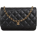 Chanel Quilted Caviar Leather Wallet On Chain Crossbody Bag