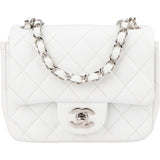 Chanel Quilted Caviar Leather Palladium Mini Square Single Flap Crossbody Bag