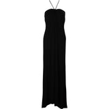 Celine Black Neckholder Maxi Gown Dress (M)