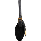 Fendi Black Suede Baguette Shoulder Bag