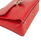 Gucci Red Grained Leather Interlocking GG Top Handle Shoulder Handbag