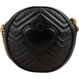 Gucci  Quilted Leather GG Marmont Round Crossbody Bag