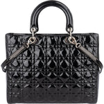 Christian Dior Quilted Patent Leather Lady Dior Handbag - vintageandkickz