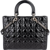Christian Dior Quilted Patent Leather Lady Dior Handbag - vintageandkickz