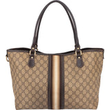 Gucci Monogram GG Supreme Web Stripe Tote Shoulder Bag