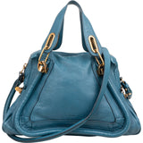 Chloé Blue Pebbled Leather Paraty Shoulder Handbag