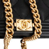 Chanel Quilted Caviar Leather Boy Wallet On Chain Crossbody Bag