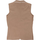 Loro Piana Brown Sleeveless Piped Knit Top (IT42)