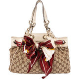 Gucci Monogram GG Canvas Positano Scarf Drawstring Shoulder Bag